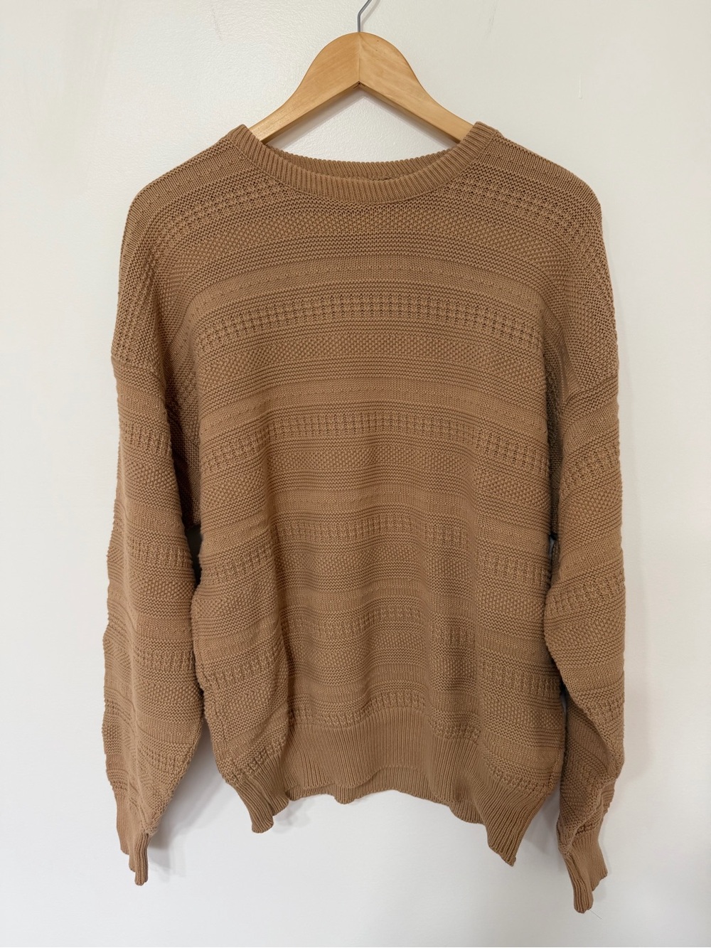 Vintage Tricots St. Raphael Textured Knit Crewneck Sweater L Made In US